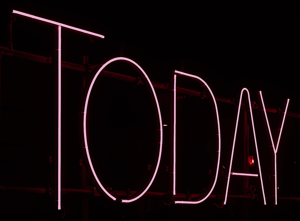 The word today on a black background