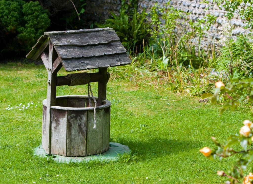 Photo of a wishing well surrounded by grass