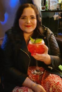 Lizzie with her cocktail