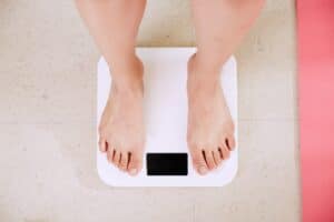 Person stood on scales